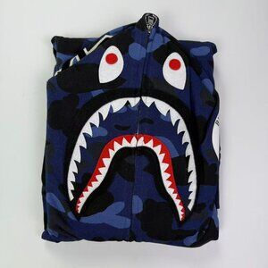 Bape Camouflage Shark Hoodie in Dark Blue
